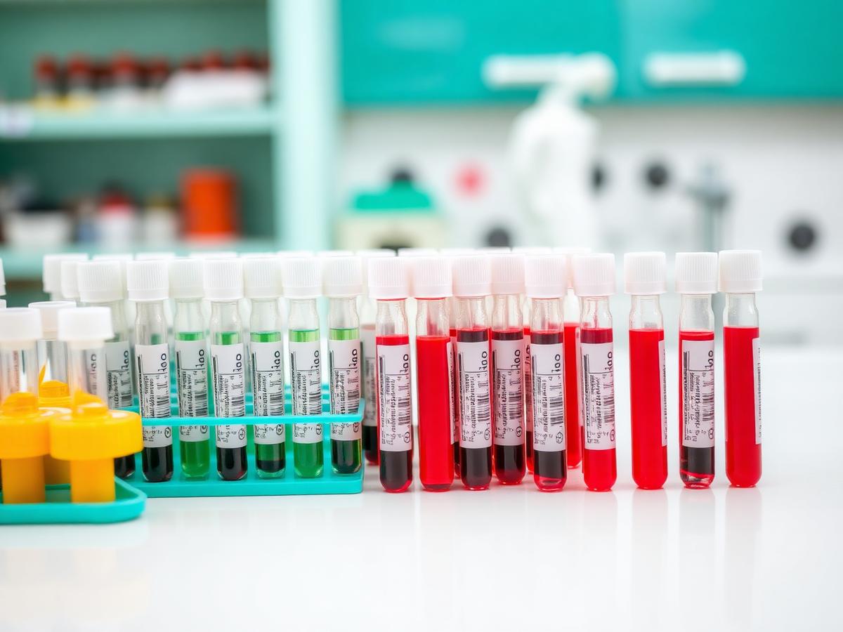 Tubes de prélèvement sanguin stériles sur un comptoir clinique